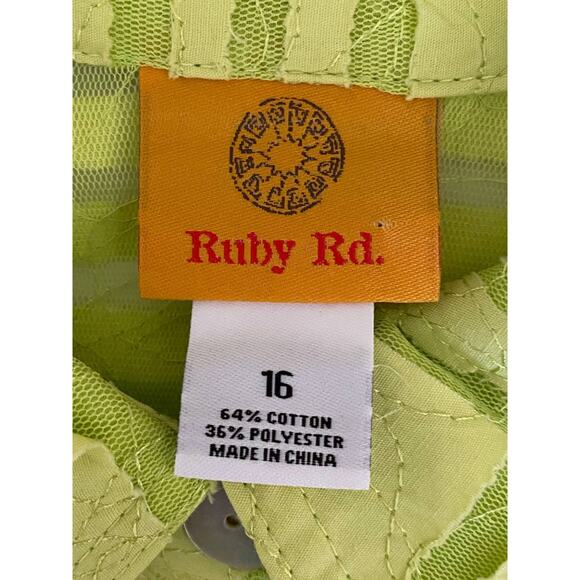 Ruby Rd. Women’s Citrus Splash Sheer Patterned Collared Button-Down Size 16 - Picture 5 of 8